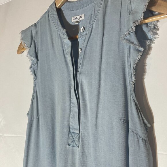 Splendid Light Blue Sleeveless Raw Hem Shift Dress Womens Size Small - Picture 1 of 9